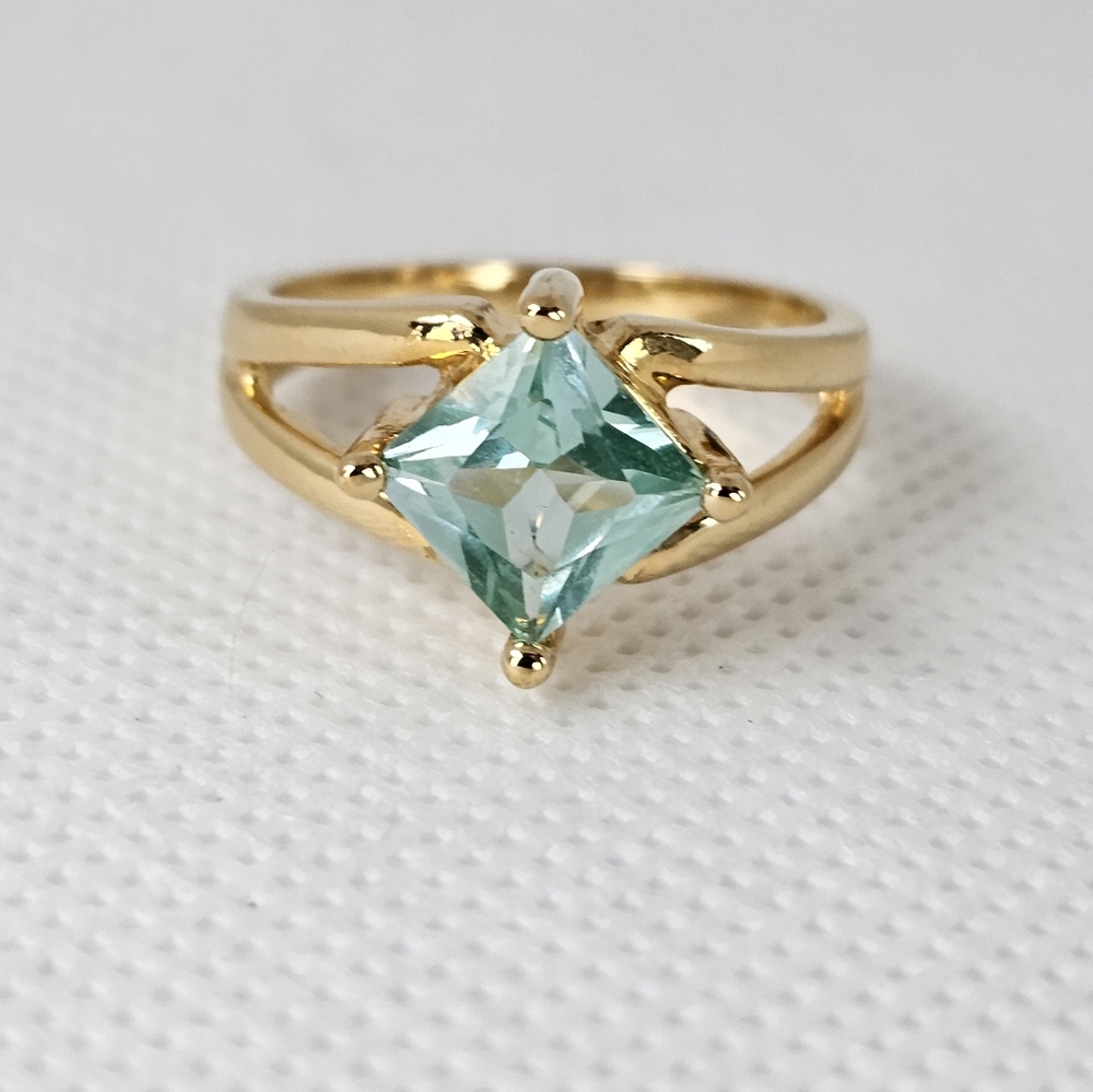 Incredible Lab Created Green Spinel Ring in 18K over Sterling Silver! Sz 7! - Picture 6 of 8